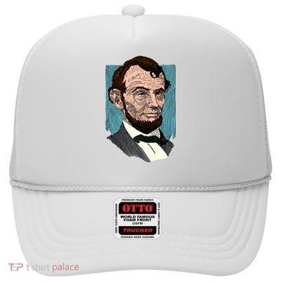 Abraham Lincoln Portrait High Crown Mesh Back Trucker Hat
