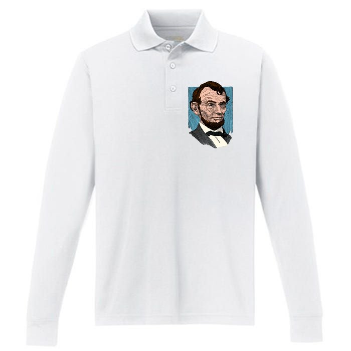 Abraham Lincoln Portrait Performance Long Sleeve Polo