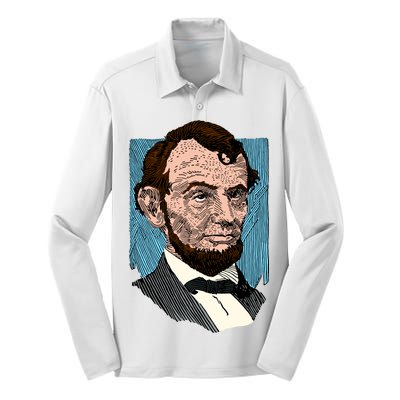 Abraham Lincoln Portrait Silk Touch Performance Long Sleeve Polo