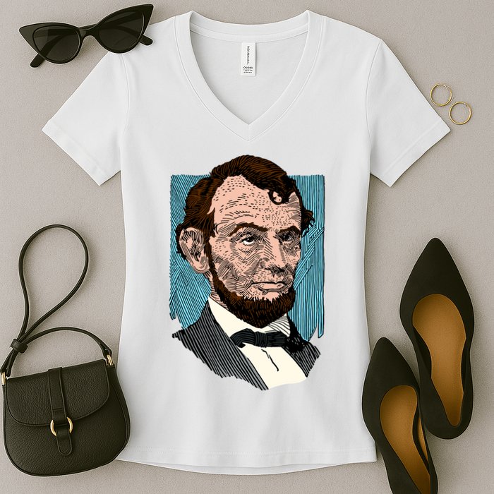 Abraham Lincoln Portrait Women's V-Neck T-Shirt
