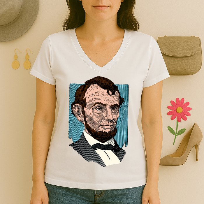 Abraham Lincoln Portrait Women's V-Neck T-Shirt