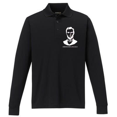 Abraham Lincoln Portrait President Performance Long Sleeve Polo