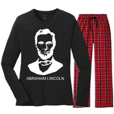 Abraham Lincoln Portrait President Women's Long Sleeve Flannel Pajama Set 