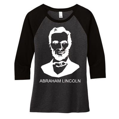 Abraham Lincoln Portrait President Women's Tri-Blend 3/4-Sleeve Raglan Shirt