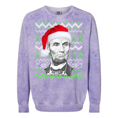 Abraham Lincoln Ugly Christmas Sweater Colorblast Crewneck Sweatshirt