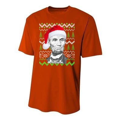 Abraham Lincoln Ugly Christmas Sweater Youth Performance Sprint T-Shirt