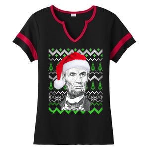 Abraham Lincoln Ugly Christmas Sweater Ladies Halftime Notch Neck Tee