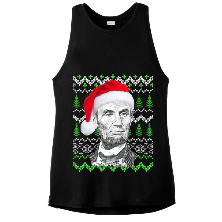 Abraham Lincoln Ugly Christmas Sweater Ladies PosiCharge Tri-Blend Wicking Tank