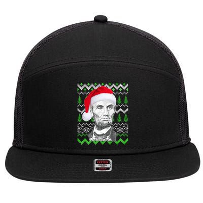 Abraham Lincoln Ugly Christmas Sweater 7 Panel Mesh Trucker Snapback Hat