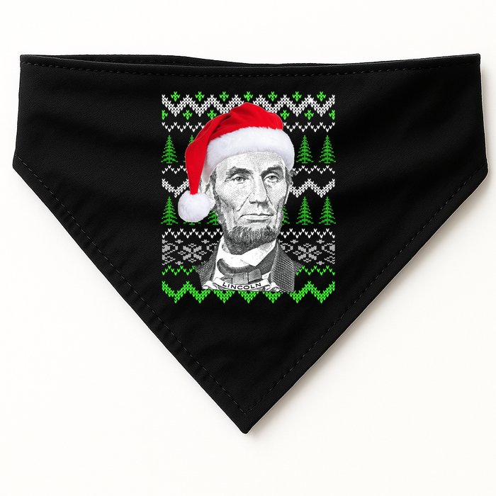 Abraham Lincoln Ugly Christmas Sweater USA-Made Doggie Bandana