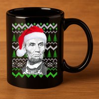 Abraham Lincoln Ugly Christmas Sweater 11oz C Handle Ceramic Mug