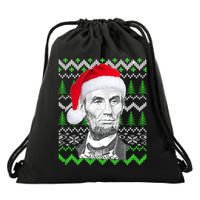 Abraham Lincoln Ugly Christmas Sweater Drawstring Bag