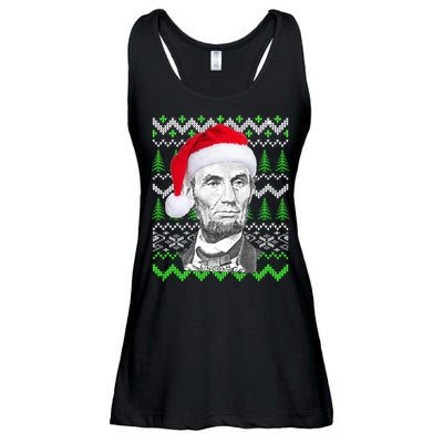 Abraham Lincoln Ugly Christmas Sweater Ladies Essential Flowy Tank