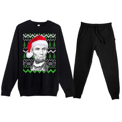 Abraham Lincoln Ugly Christmas Sweater Premium Crewneck Sweatsuit Set