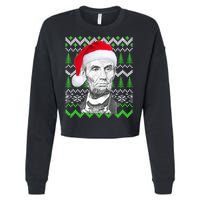 Abraham Lincoln Ugly Christmas Sweater Cropped Pullover Crew