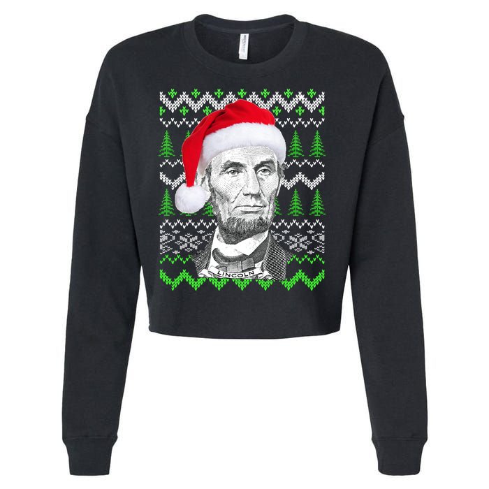 Abraham Lincoln Ugly Christmas Sweater Cropped Pullover Crew