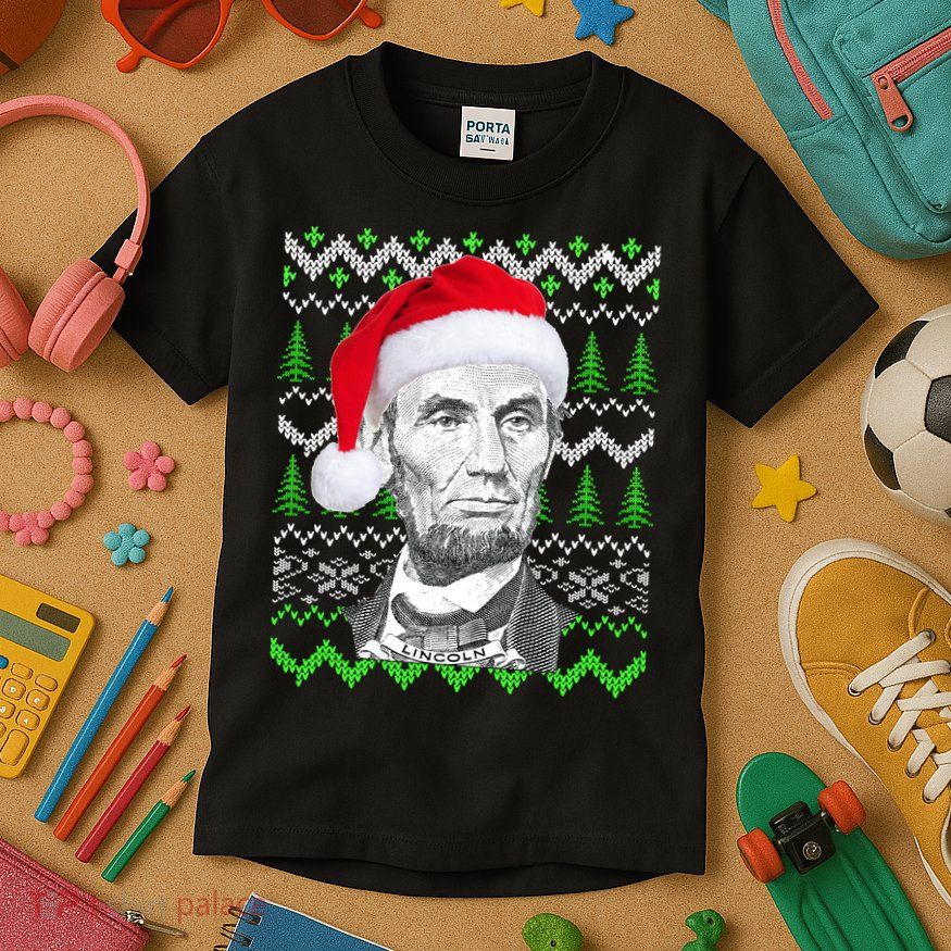 Abraham Lincoln Ugly Christmas Sweater Kids T-Shirt