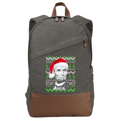 Abraham Lincoln Ugly Christmas Sweater Cotton Canvas Backpack