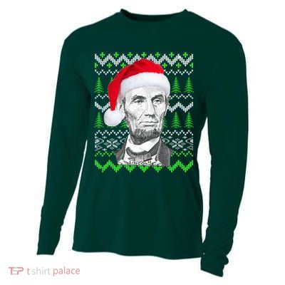 Abraham Lincoln Ugly Christmas Sweater Cooling Performance Long Sleeve Crew