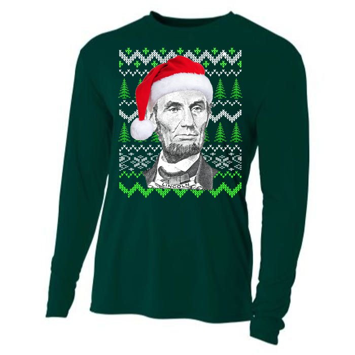 Abraham Lincoln Ugly Christmas Sweater Cooling Performance Long Sleeve Crew