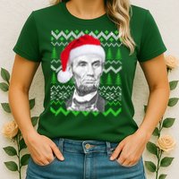 Abraham Lincoln Ugly Christmas Sweater Womens T-Shirt