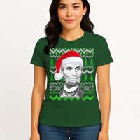 Abraham Lincoln Ugly Christmas Sweater Womens T-Shirt