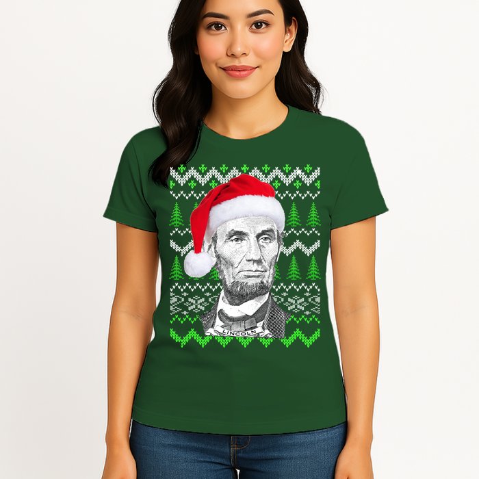Abraham Lincoln Ugly Christmas Sweater Womens T-Shirt