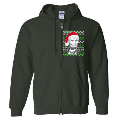 Abraham Lincoln Ugly Christmas Sweater Full Zip Hoodie