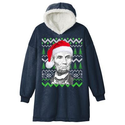 Abraham Lincoln Ugly Christmas Sweater Hooded Wearable Blanket