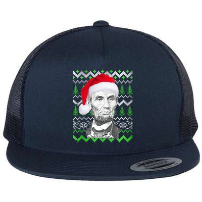 Abraham Lincoln Ugly Christmas Sweater Flat Bill Trucker Hat