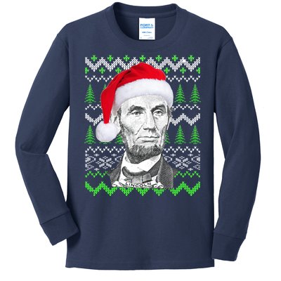 Abraham Lincoln Ugly Christmas Sweater Kids Long Sleeve Shirt