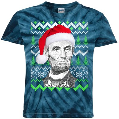 Abraham Lincoln Ugly Christmas Sweater Kids Tie-Dye T-Shirt