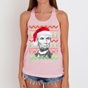 Abraham Lincoln Ugly Christmas Sweater Women's Knotted Racerback Tank