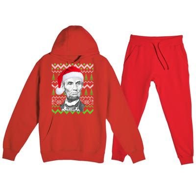 Abraham Lincoln Ugly Christmas Sweater Premium Hooded Sweatsuit Set