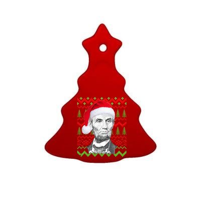 Abraham Lincoln Ugly Christmas Sweater Ceramic Tree Ornament