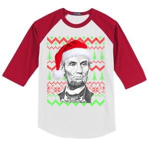 Abraham Lincoln Ugly Christmas Sweater Kids Colorblock Raglan Jersey