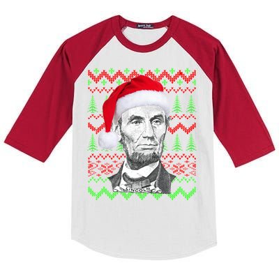 Abraham Lincoln Ugly Christmas Sweater Kids Colorblock Raglan Jersey