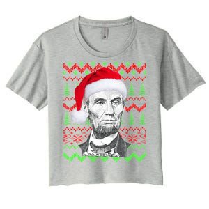 Abraham Lincoln Ugly Christmas Sweater Women's Crop Top Tee