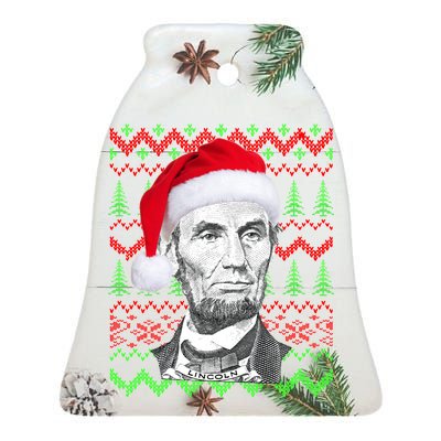 Abraham Lincoln Ugly Christmas Sweater Ceramic Bell Ornament