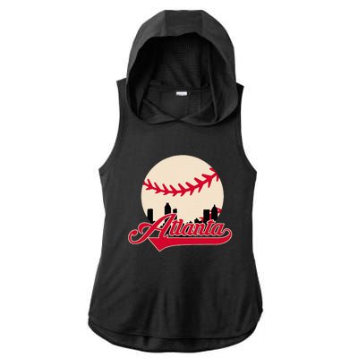 Atlanta Baseball Skyline Georgia Atlanta Ladies PosiCharge Tri-Blend Wicking Draft Hoodie Tank