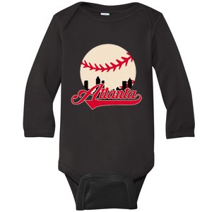 Atlanta Baseball Skyline Georgia Atlanta Baby Long Sleeve Bodysuit