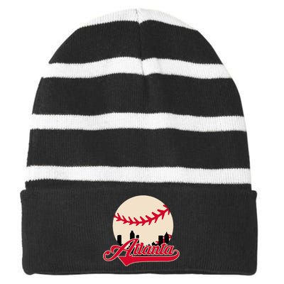 Atlanta Baseball Skyline Georgia Atlanta Striped Beanie with Solid Band