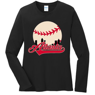 Atlanta Baseball Skyline Georgia Atlanta Ladies Long Sleeve Shirt