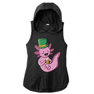 Axolotl Beer St Patrick's Day Ladies PosiCharge Tri-Blend Wicking Draft Hoodie Tank