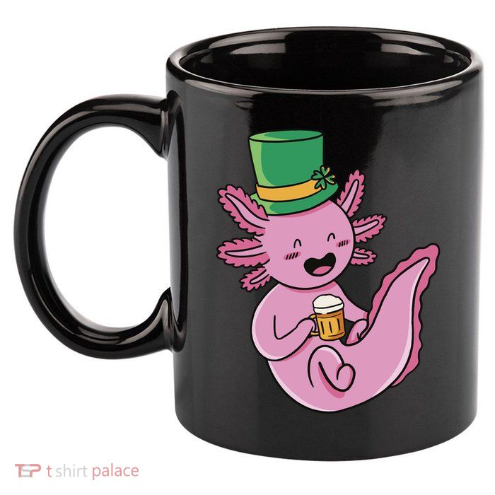 Axolotl Beer St Patrick's Day 11oz C Handle Ceramic Mug