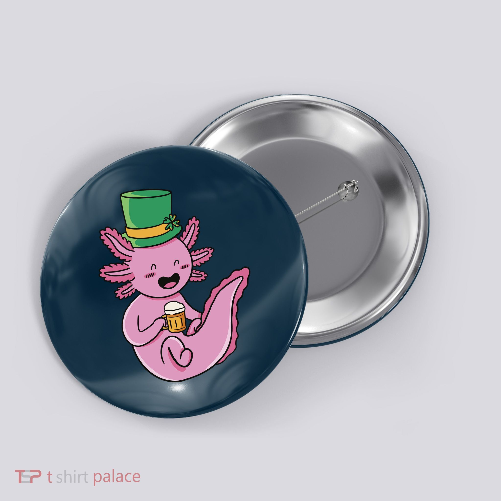 Axolotl Beer St Patrick's Day Button