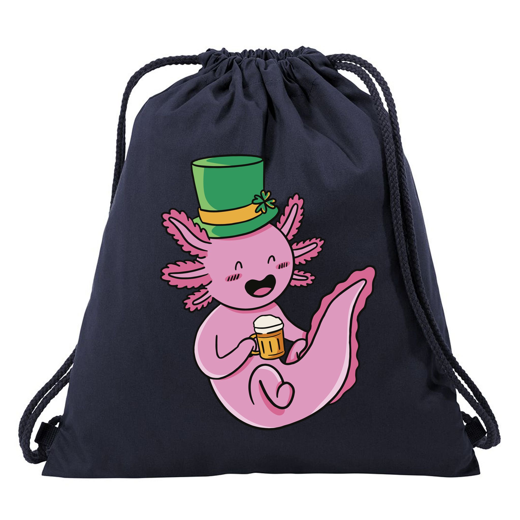 Axolotl Beer St Patrick's Day Drawstring Bag