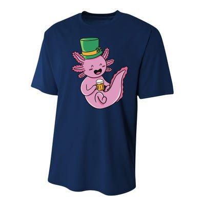 Axolotl Beer St Patrick's Day Youth Performance Sprint T-Shirt