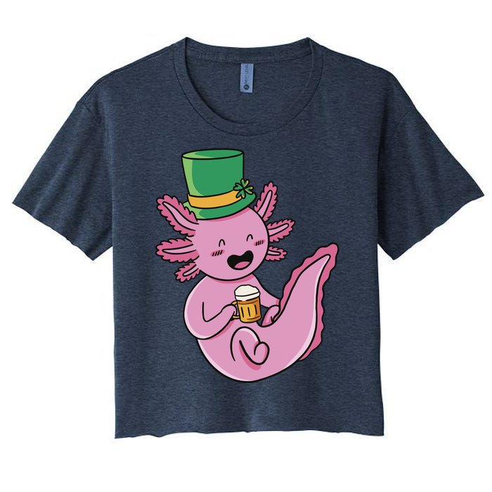 Axolotl Beer St Patrick's Day Women's Crop Top Tee