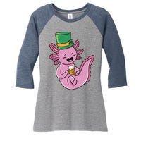 Axolotl Beer St Patrick's Day Women's Tri-Blend 3/4-Sleeve Raglan Shirt